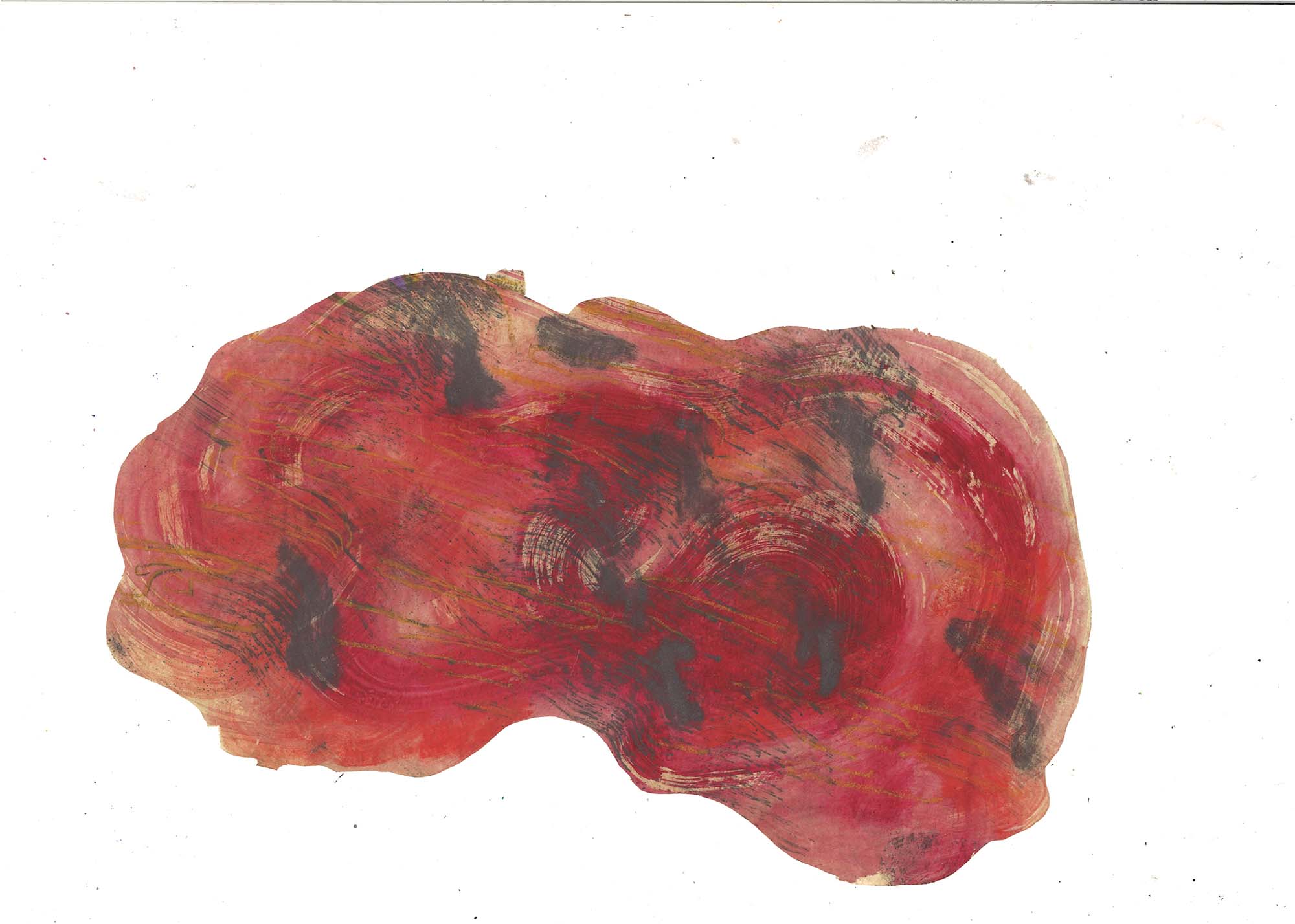Zone d’eau rouge,
huile et graphite sur papier
25 x 15 cm